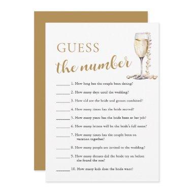 Pearls & Prosecco Guess the Number Bridal Game Invitations