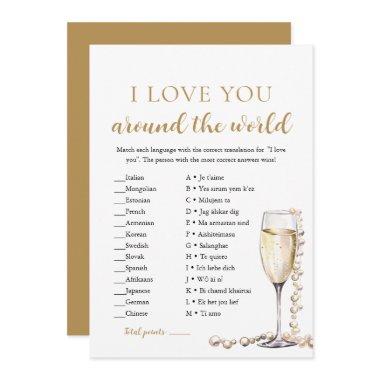 Pearls & Prosecco I Love You Around the World Game Invitations