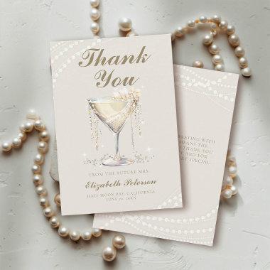 Pearls Prosecco Ivory Elegant Brunch Bridal Shower Thank You Invitations
