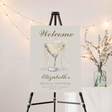 Pearls Prosecco Ivory Gold Bridal Shower Welcome Foam Board