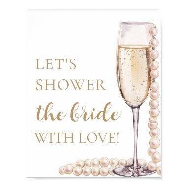 Pearls Prosecco Let's Shower The Bride With Love Poster