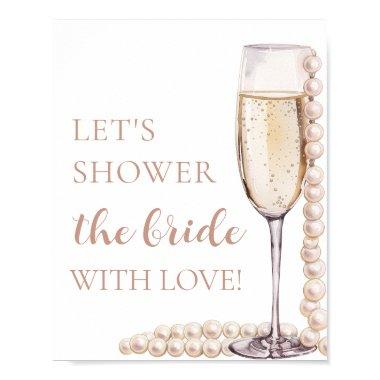 Pearls Prosecco Let's Shower The Bride With Love Poster