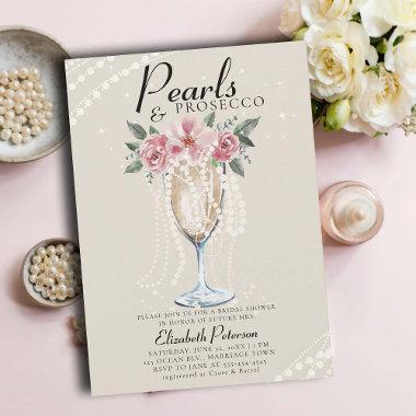 Pearls Prosecco Petals Ivory Brunch Bridal Shower Invitations
