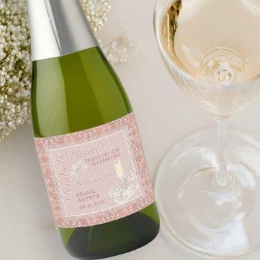 Pearls & Prosecco Rose Gold  Favor Sparkling Wine Label