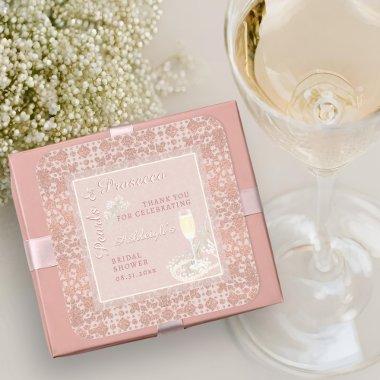 Pearls & Prosecco Rose Gold  Favor Square Sticker