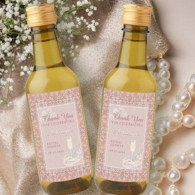 Pearls & Prosecco Rose Gold  Favor Wine Label