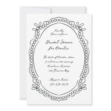 Pen and Ink Ribbons and Pearls Invitations