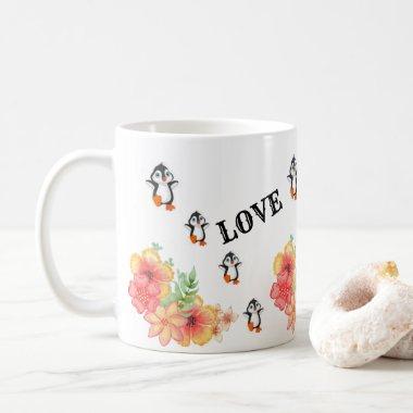 Penguin Floral Love Faith Hope Mug