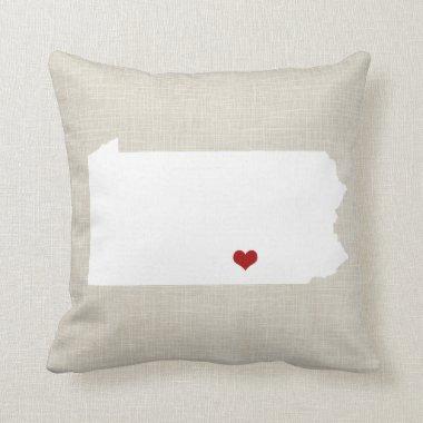 Pennsylvania State Pillow Faux Linen Personalized