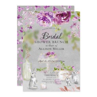 Peonies & Bunny Bridal Shower Brunch Invitations