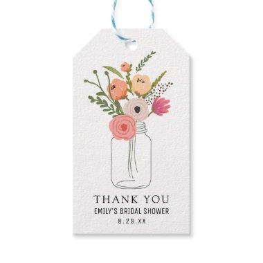 Peonies in Mason Jar Bridal Shower Thank You Gift Tags