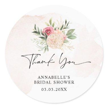 Peony and Gold Bloom Bridal Baby Shower Sticker