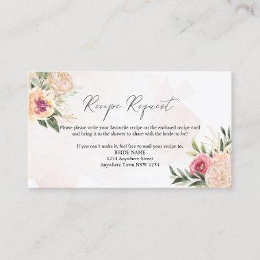 Peony and Gold Foil Flowers Recipe Request Invitations