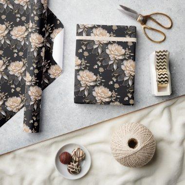 Peony floral flower pattern elegant luxurious wrapping paper