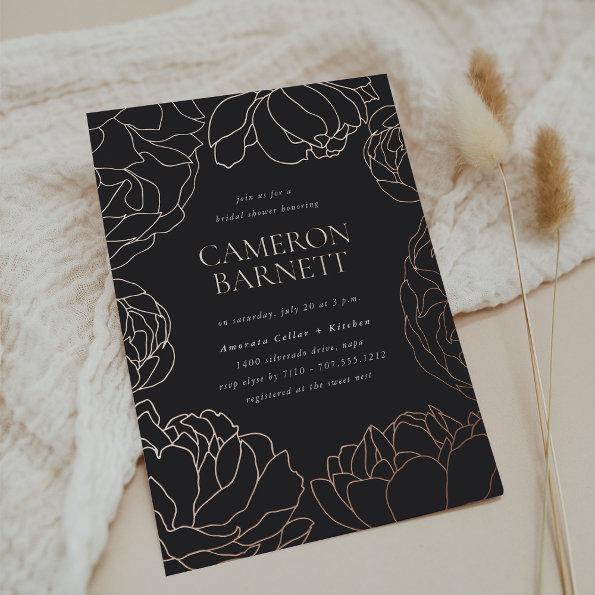Peony Garden Dark Floral  Foil