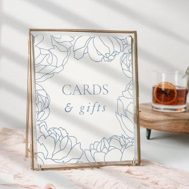 Peony Garden Dusty Blue Floral Invitations & Gifts Poster