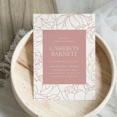 Peony Garden Dusty Rose Floral Bridal Shower Invitations