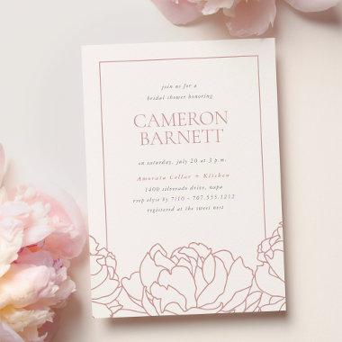 Peony Garden Dusty Rose Pink Floral Bridal Shower Invitations