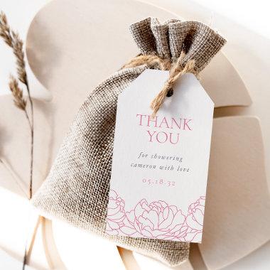 Peony Garden | Pink Floral Bridal Shower Thank You Gift Tags