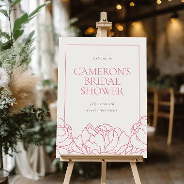 Peony Garden Pink Floral Bridal Shower Welcome Foam Board