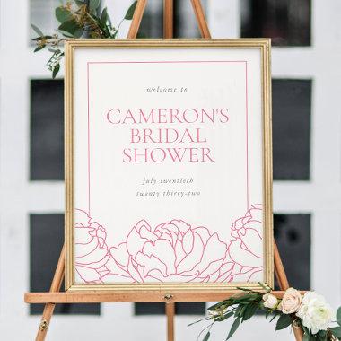 Peony Garden Pink Floral Bridal Shower Welcome Poster