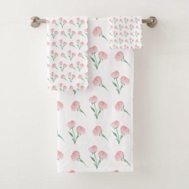 Peony In Pink Towel, Preppy College or Shower Bath Towel Set