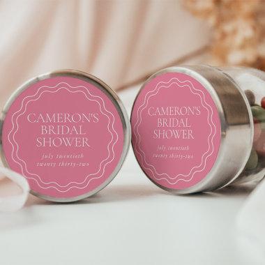 Peony Pink | Wavy Scallop Border Bridal Shower Classic Round Sticker