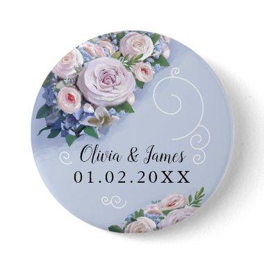 Peony Rose Couple Wedding Favors Elegant Button