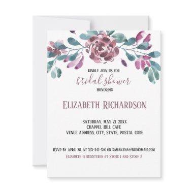 Peony Watercolor Polka Dot back Bridal Shower RSVP Card