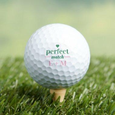 Perfect Match Bridal Wedding Couples Shower Favor Golf Balls