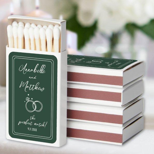Perfect Match Emerald Green Wedding Matchbox Favor