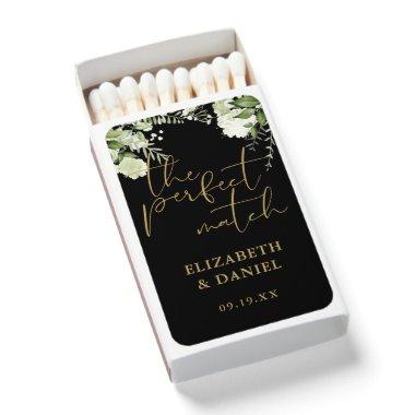Perfect Match Floral Black And Gold Wedding Favor