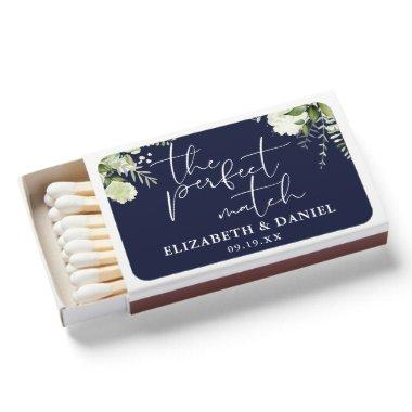 Perfect Match Greenery Navy Blue Wedding Favor