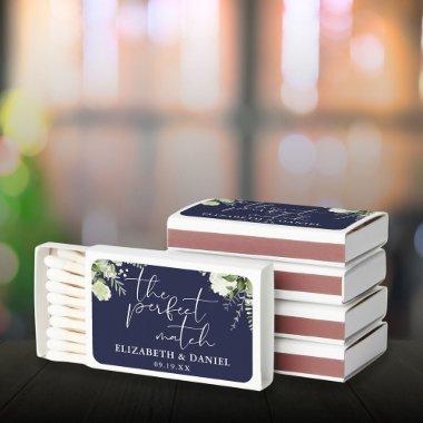 Perfect Match Greenery Navy Blue Wedding Favor