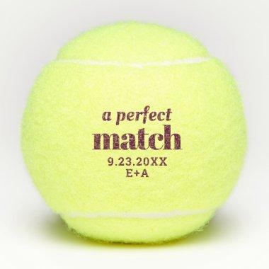 Perfect Match Personalized Burgundy Wedding Tennis Balls