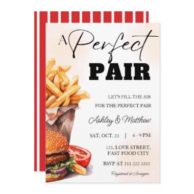 Perfect Pair Burger and Fries Couple Coed Shower