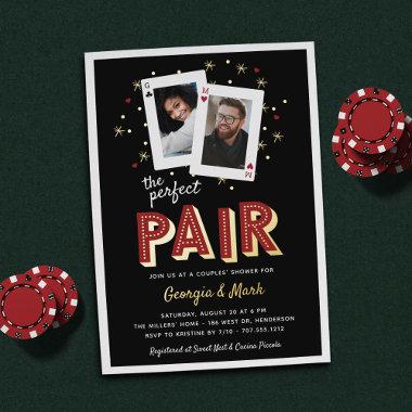 Perfect Pair Casino Theme Couples Shower Foil Invitations