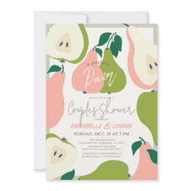 Perfect Pair Pink & Green Pear Couples Shower Invitations