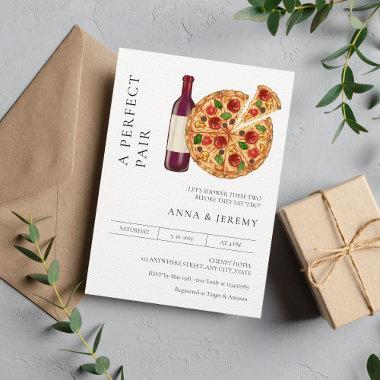 Perfect Pair Pizza Wine Couples Shower Invitations