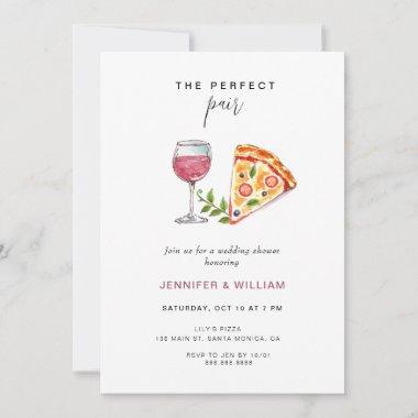 Perfect Pair Wine Pizza Couple's Shower Invitations
