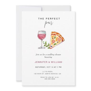 Perfect Pair Wine Pizza Couple's Shower Invitations