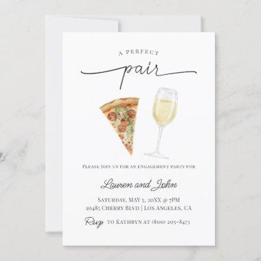 Perfect Pair Wine Pizza Engagement Party Shower Invitations