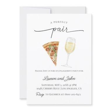 Perfect Pair Wine Pizza Engagement Party Shower Invitations