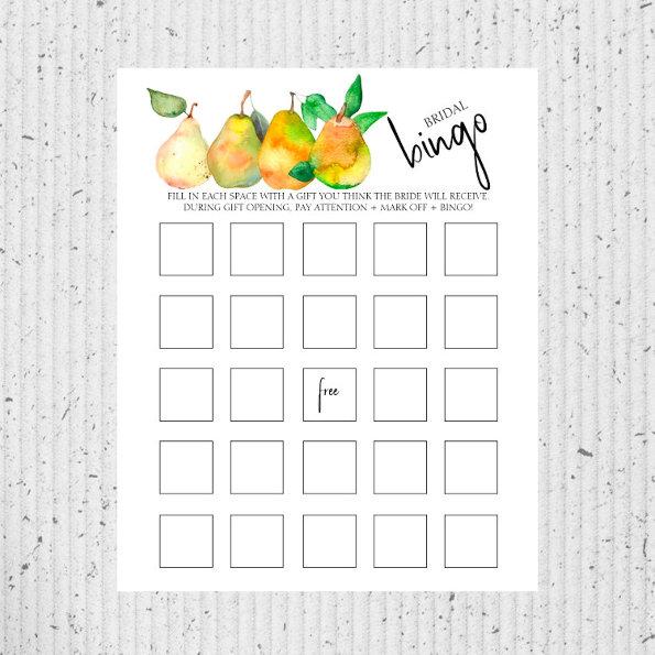 Perfect Pear - Bridal/Couples Shower Bingo Game