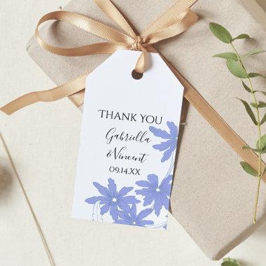 Periwinkle Blue Daisies Wedding Favor Tags