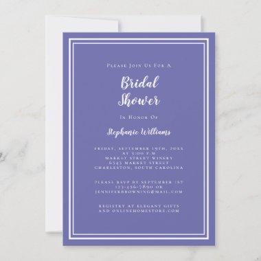 Periwinkle Blue Modern Bridal Shower Elegant Chic Invitations