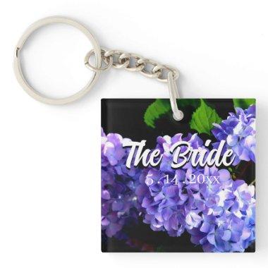 Periwinkle hydrangeas purple blue flowers Bride Keychain