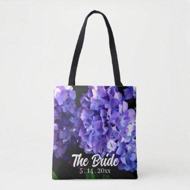 Periwinkle hydrangeas purple blue flowers Bride Tote Bag