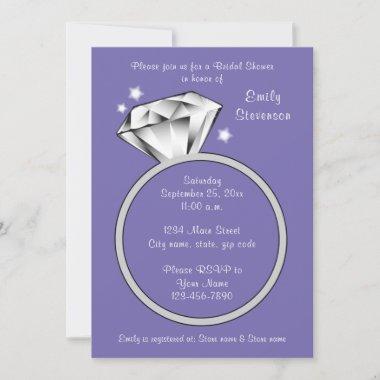 Periwinkle purple Diamond ring Bridal Shower Invitations