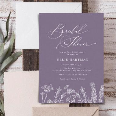 Periwinkle Wildflower Bridal Shower Invitations